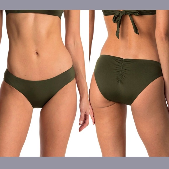 NWT BECCA [ Large ] Shirred Color Code Hipster Bikini Bottoms‎ Bay Leaf - Picture 1 of 12